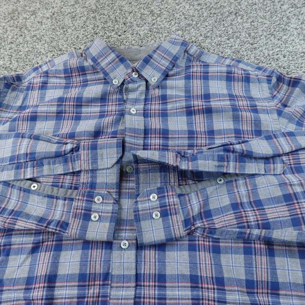 Banana Republic‎ Shirt Mens XLT Blue Plaid Flannel Button Up Long Sleeve Outdoor